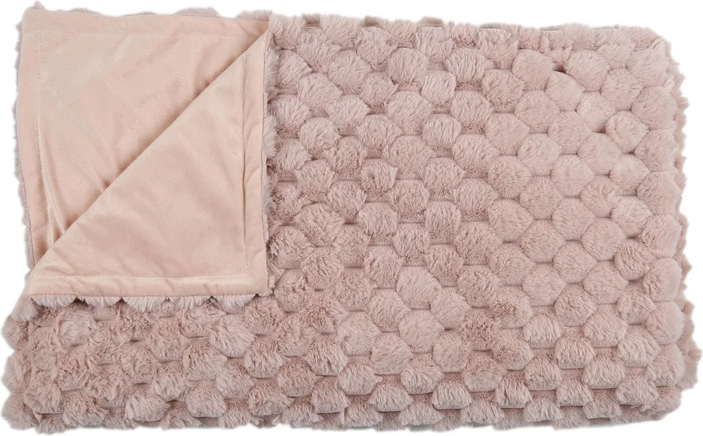 Plaid Rose 120x150cm Texture Opulence - Couverture Douce et Chaude - 2