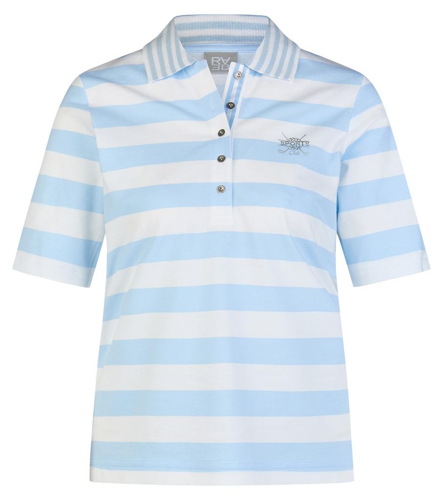 Rabe Poloshirt Hellblau mit breitem Streifenmuster aus Baumwollmix mit Stretch Größe 40