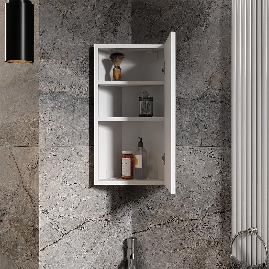 Vicco Armoire de Toilette Lavio, Blanc, 40x60cm avec éclairage LED, avec Surface de Rangement intégrée et éclairage LED