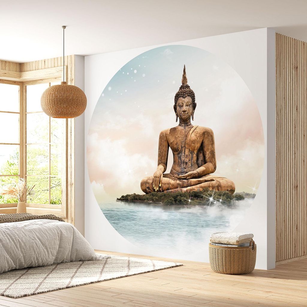 Runde Tapete / Kreis - Lumaléa - Buddha - Premium-Papier 185 g, abwaschbar - Durchmesser 90 cm