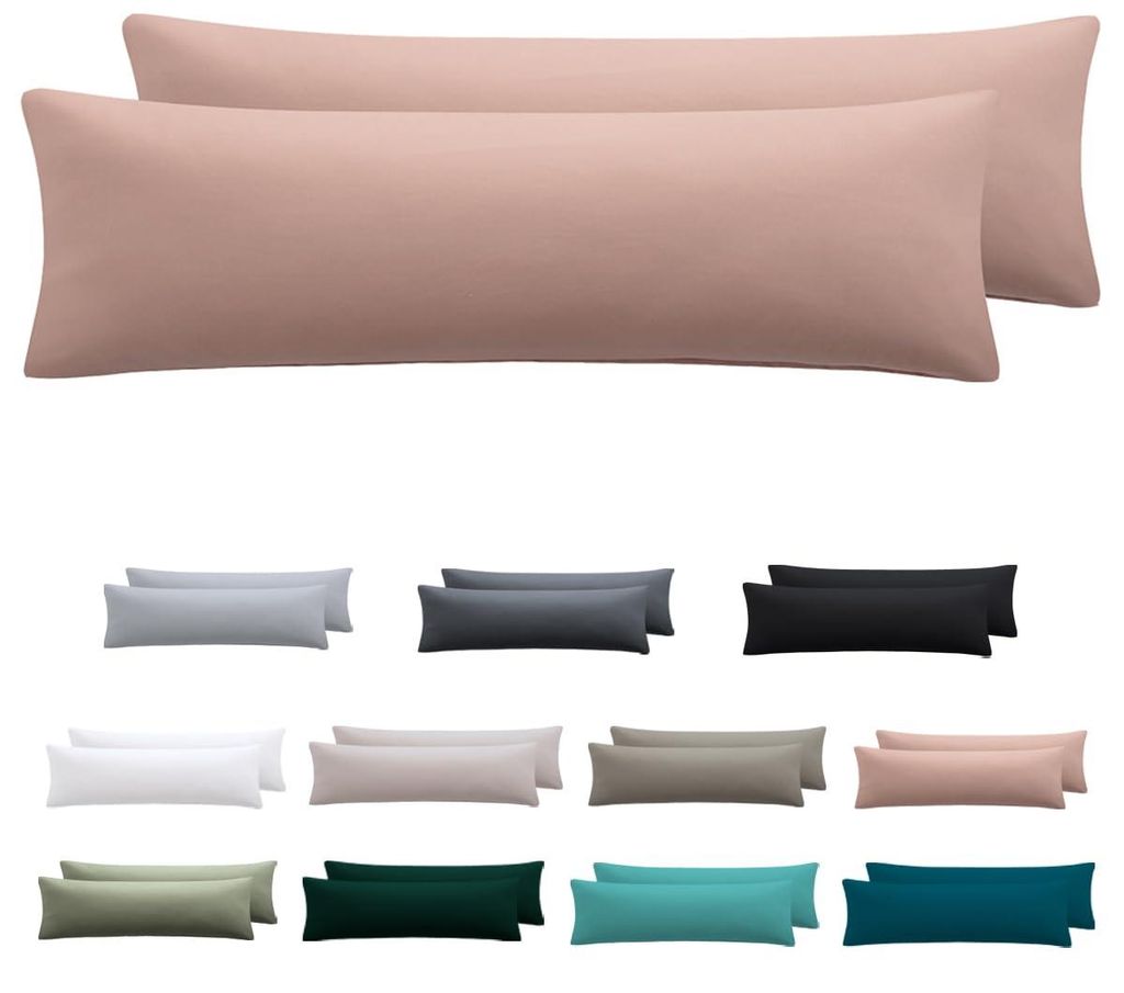 Kissenbezug für Seitenschläfer, 40 x 145 cm, 2er-Set – Kissenbezug 40 x 145 cm, rosa, 100 % Mikrofaser, mit Reißverschluss, weich und knitterfrei