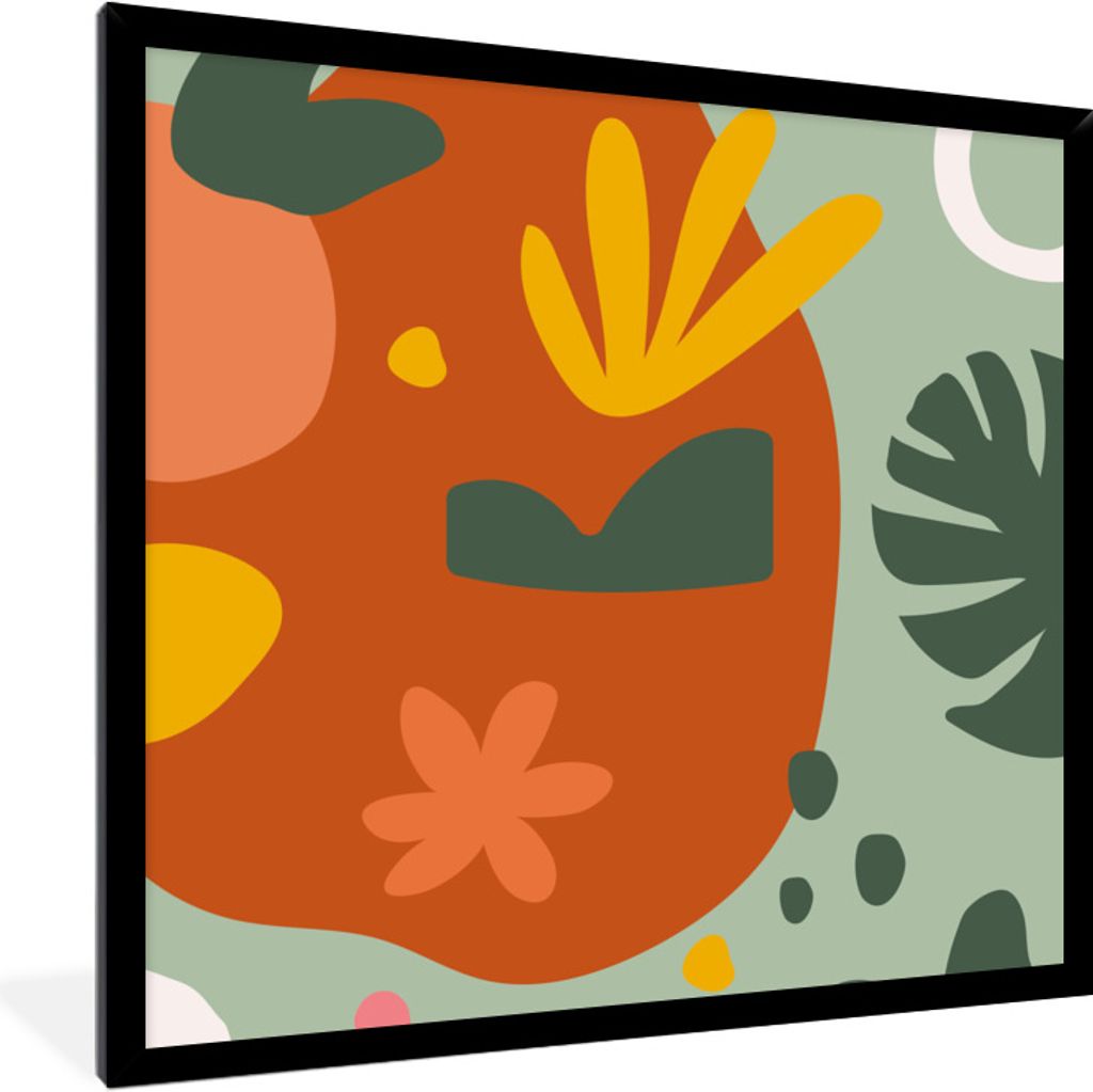 MuchoWow Gerahmtes Poster Pflanzen - Farben - Muster 40x40 cm - Poster mit Schwarzem Bilderrahmen Wandposter Rahmen Foto Bilder - Mit Rahmen - Wa...