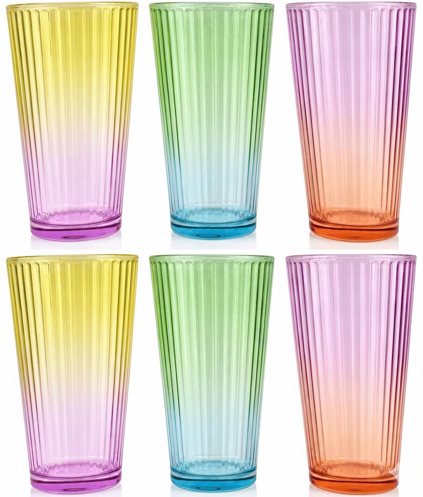 6 Trinkgläser Bunt Gläser Set Wassergläser Wasserglas Produktbild 