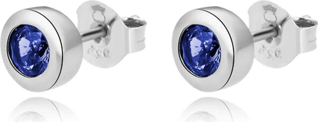 Boucles d'oreilles argent rhodié et oxydes de zirconium bleu intense