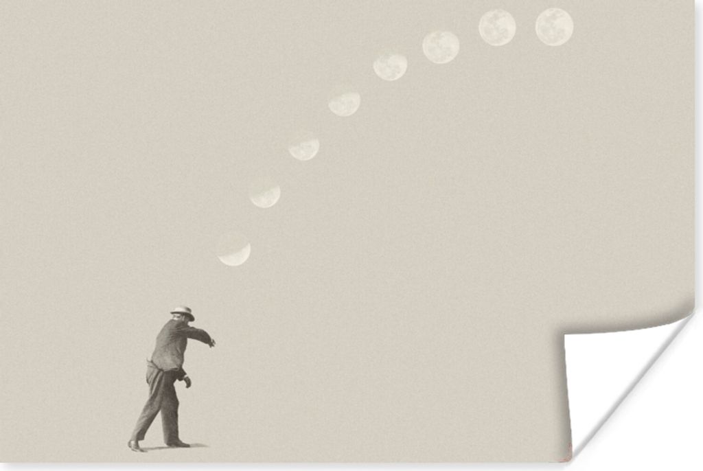 MuchoWow Poster Jahrgang - Mond - Mensch 120x80 cm - Bilder
