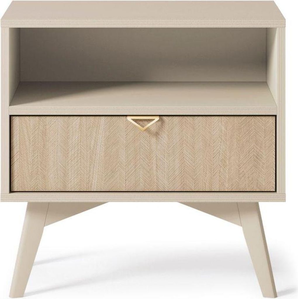 Kommode – Sideboard – S54 – FOREST – Sandbeige – Moderner Nachttisch mit Schublade und Ablagefach