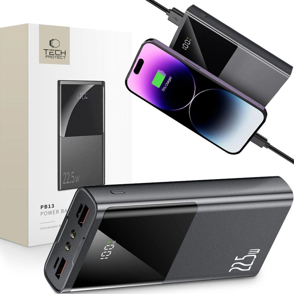 Tech-Protect Pb13-22,5W Power Bank 20000Mah Grau