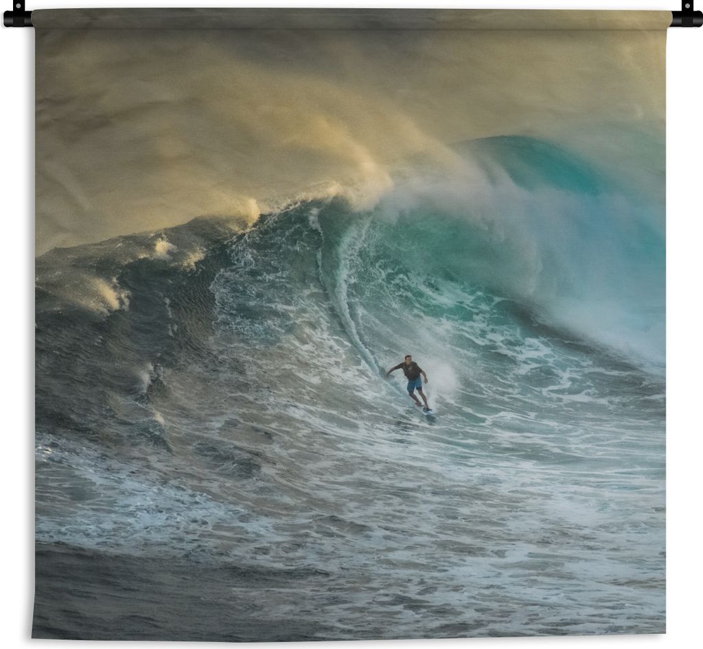 MuchoWow Wandteppich Wandbehang Surfer auf großen Wellen 120x120 cm Tapisserie Dekoration Wandtuch - Modern - Baumwollgewebe