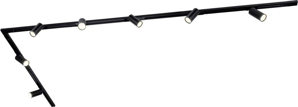 Ledvion - Schienensystem lampen, 3m, 1-Phasen, ohne GU10 Leuchtmittel, Schwarz, 7-flammig Spot, spotlight, deckenspot, deckenstrahler, strahler lampe
