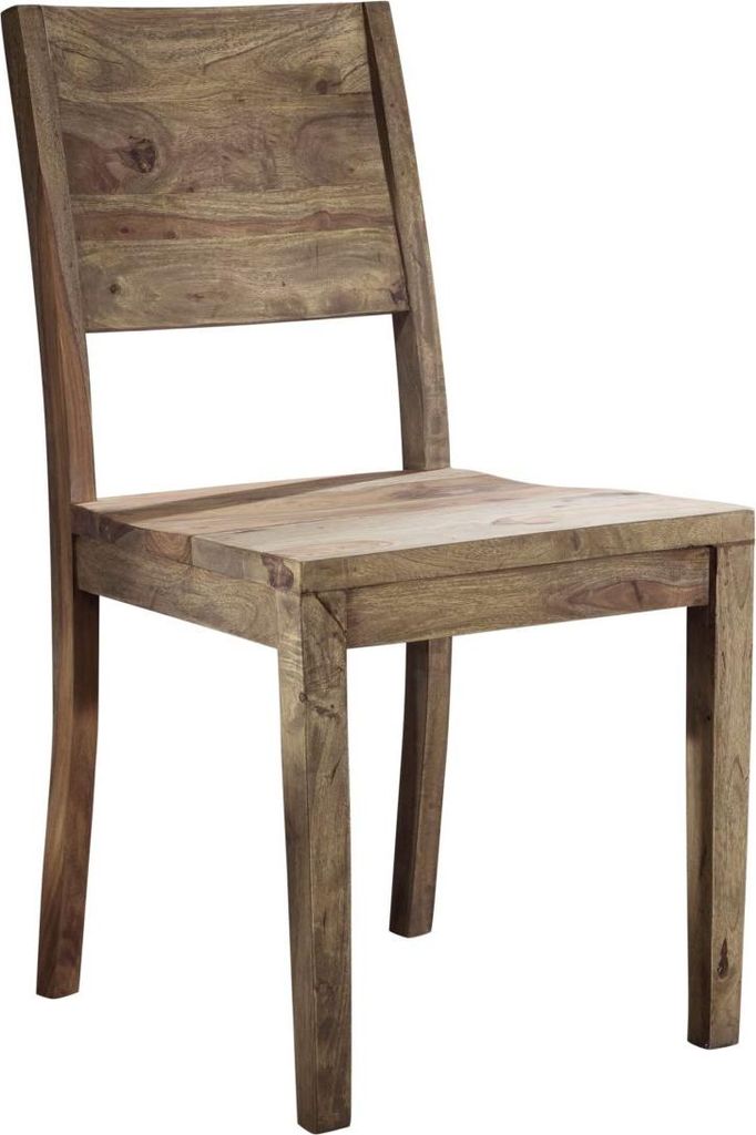 MASSIVMOEBEL24 Stuhl Sheesham 45x45x90 grau geölt NATURE GREY #705 - 2er Set