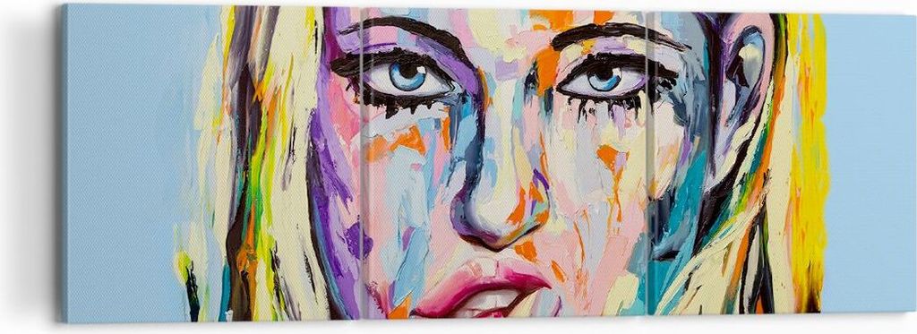 Bild auf Leinwand - Leinwandbild - Öl Malerei Porträt Frau - 120x40cm - Wand Bild - Wanddeko - Leinwanddruck - Bilder - Kunstdruck - Wanddekorati...