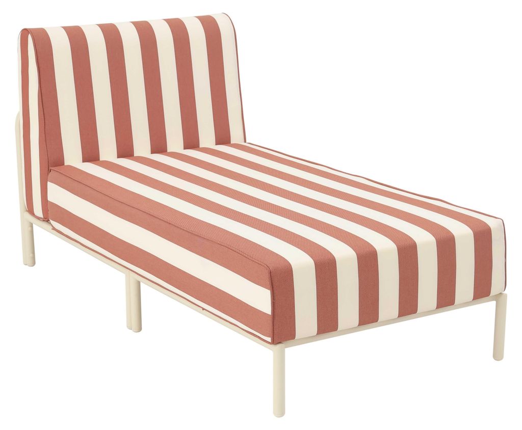 Gestreifte Chaiselongue für modulare Gartenmöbel aus terrakotta Stoff - Oviala Patio