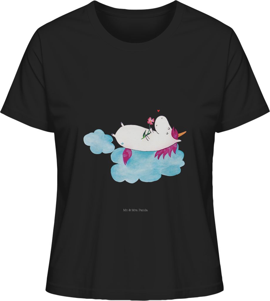 Mr. & Mrs. Panda Damen T-Shirt Einhorn Verliebt Größe S - Schwarz - Geschenk, Freundin, Wolke, Unicorn, Kurzarm, Oberteil, Einhörner, Baumwoll, ...