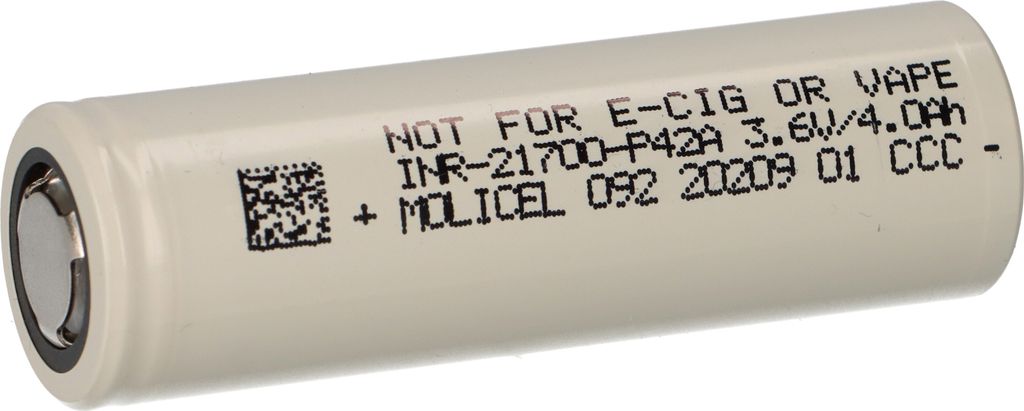 Molicel INR21700-P42A 3,7V 4200mAh 45A Li-Ion 21700 Akku flat top