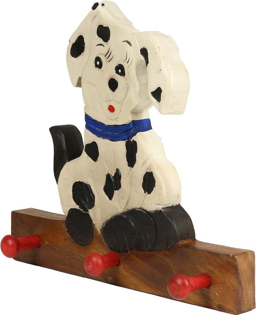 Kindergarderobe Garderobenleiste Hakenleiste Holzgarderobe Kindermöbel 3 Haken Holzfarben Natur Limboholz Holz Dalmatiner