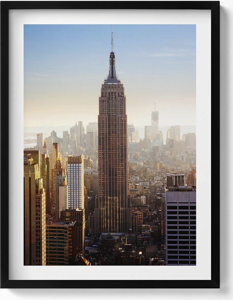 New Yorker Wolkenkratzer USA– Wandbild mit Rahmen – Gerahmtes Bild – Wanddekoration – 60x80 cm – Schwarz Rahmen