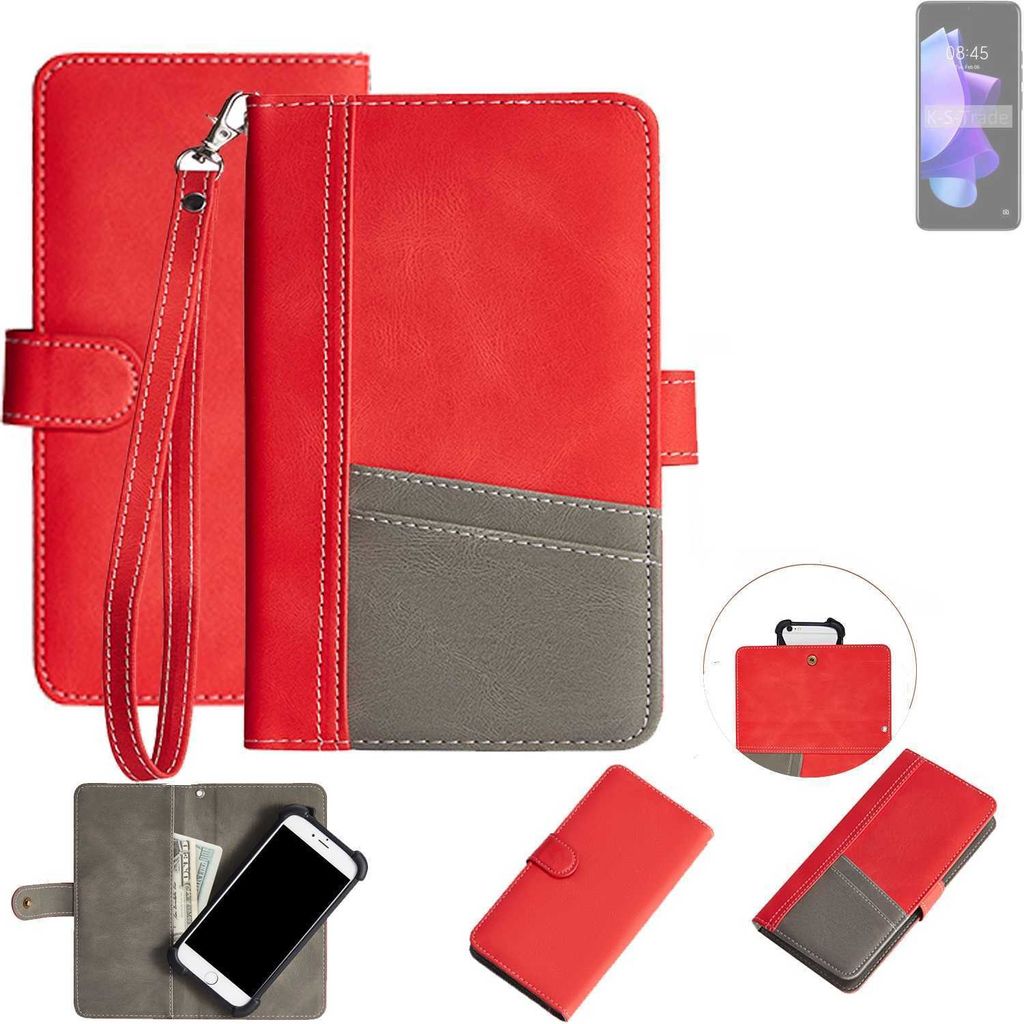K-S-Trade Handy Schutzhülle für Tecno Pop 7 Hülle Portemonnee Brieftasche Klapphülle Kartenfächer Flip Wallet Case Etui