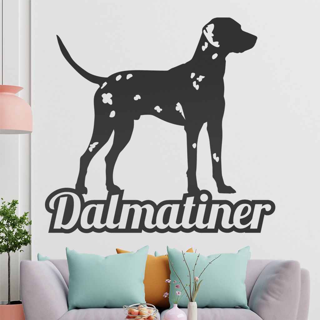 KIWISTAR Dalmatiner mit Name Silhouette Schrift Wandtattoo in 6 Größen - Wandaufkleber Wall Sticker - Dekoration, Küche, Wohnzimmer, Schlafzimme...