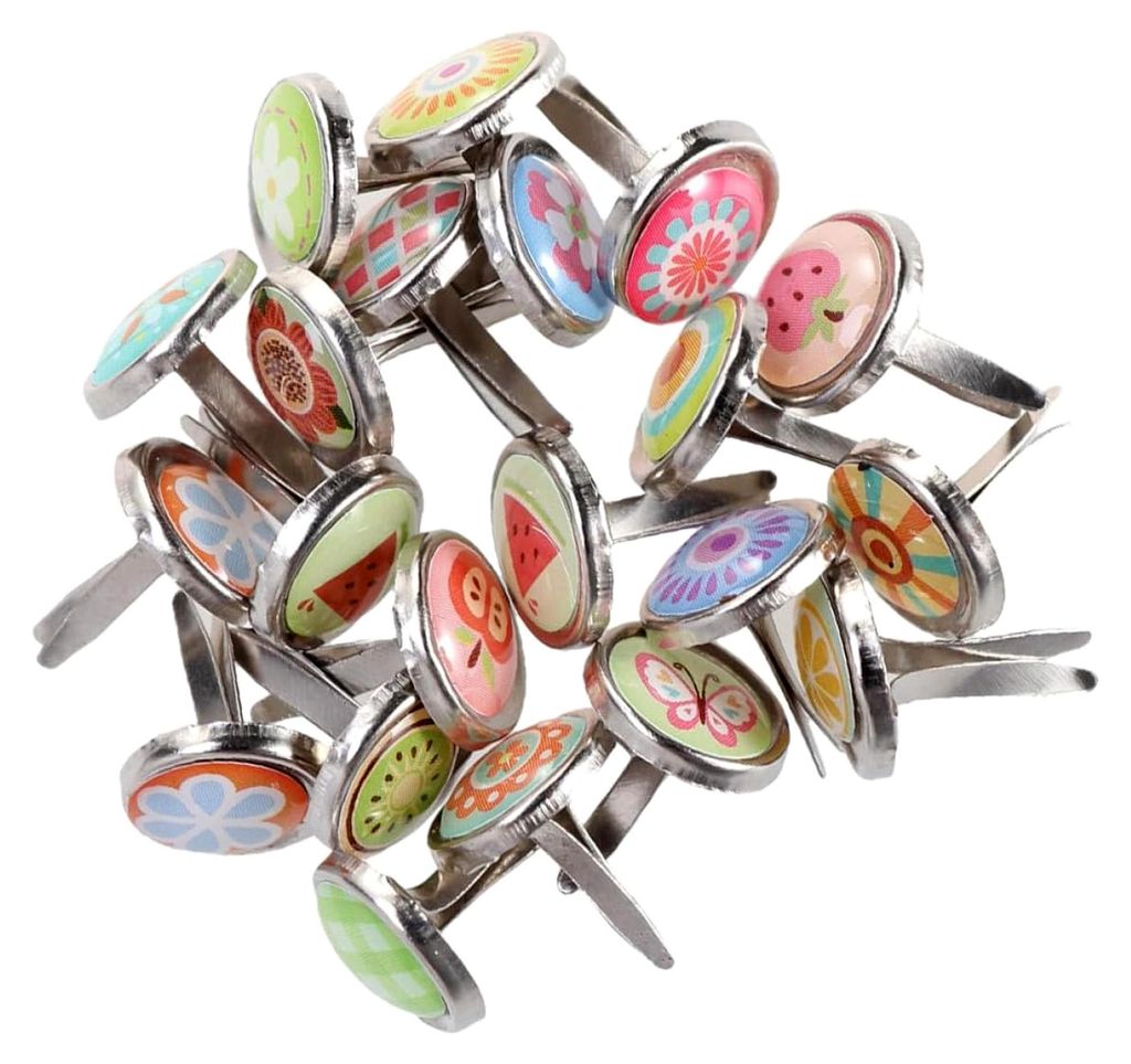 100 Stück Kleine Bunte Zweibeinige Legierungs-Brads 12mm Bastelzubehör für Grußkarten, Fotoalben und Papierarbeiten