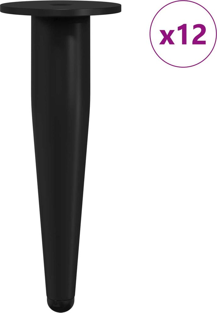 vidaXL Möbelbeine 12 pcs Schwarz Ø 40 x 98 mm Eisen