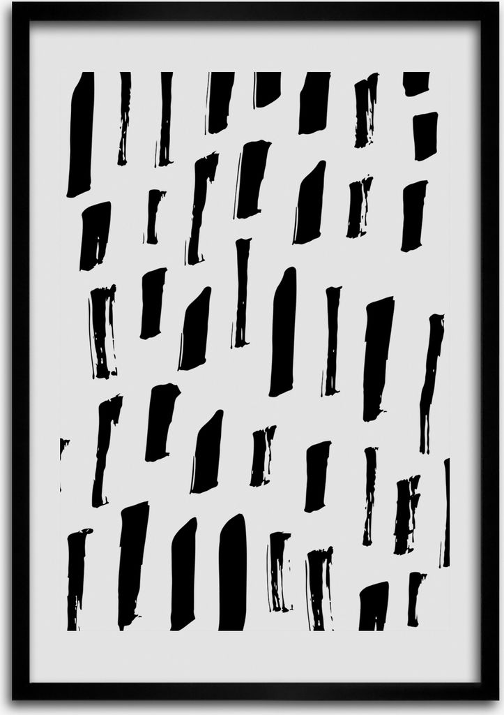 Bild - Bilderrahmen - Foto - 70 cm x 100 cm - MDF - Rahmen - Wandkunst - Schwarze und weiße Flecken