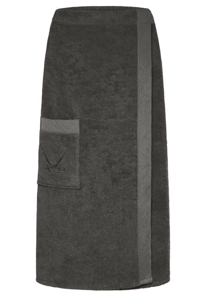 Sansibar Damen Sarong Kilt Pareo Sauna Wellness Klettverschluss, 100% Baumwolle, anthrazit