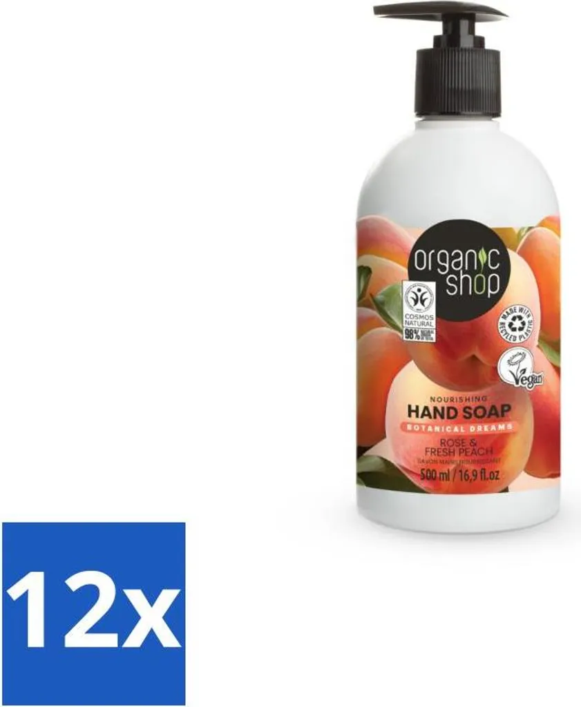 Sapone Mani Luxury Bio Rosa e Pesca - 500ml x 12 | Organic Shop