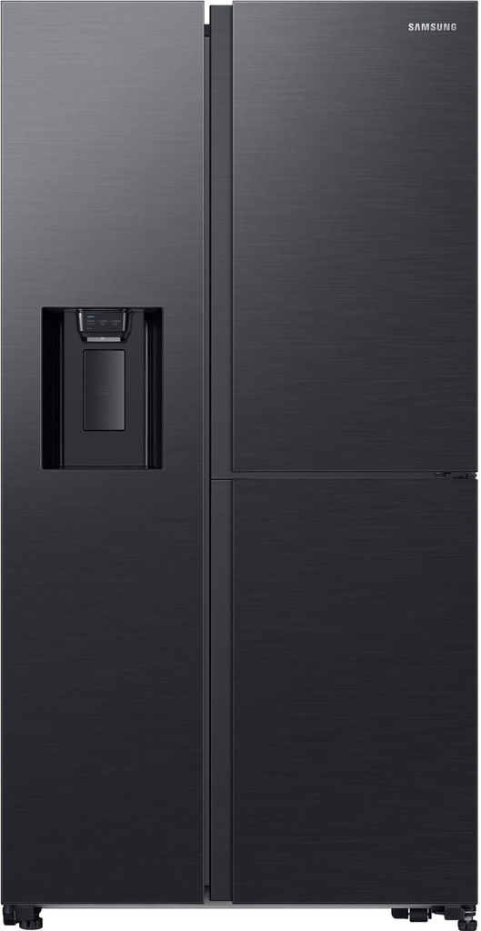 Samsung Side-by-Side mit Food Showcase-Tür und Wassertank, 628 ?, Freistehend, Amerikanische Tür, Schwarz, Edelstahl, Gehärtetes Glas, 628 l, ST-T