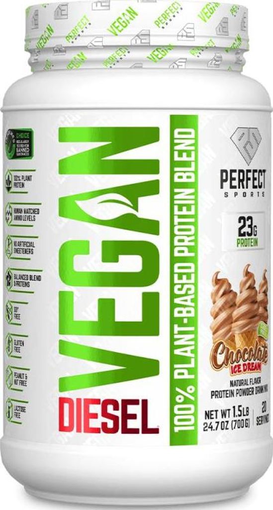 Perfect Sports Diesel Vegan 100% Plant-Based Protein (700g) Chocolate Ice Dream - Eiweiße - Veganes Eiweiß