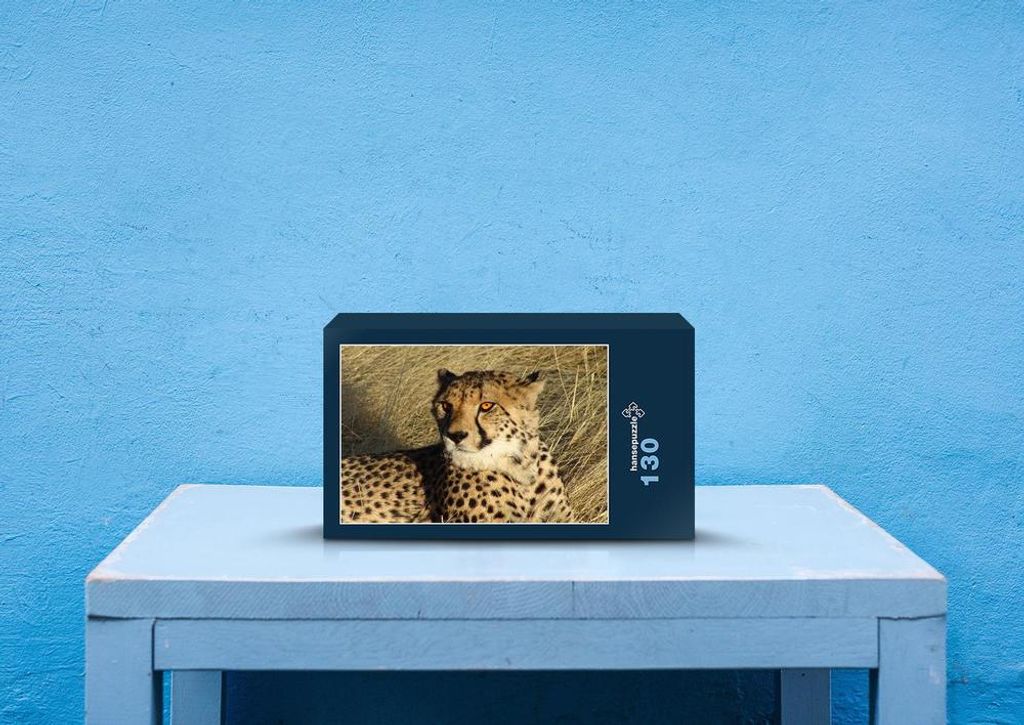 hansepuzzle 79769 - Gepard Puzzle, 130 Teile, Tierwelt, 28,7 x 20,0cm mit hochwertiger Aufbewahrung, Kartonbox und wiederverschließbarem Beutel