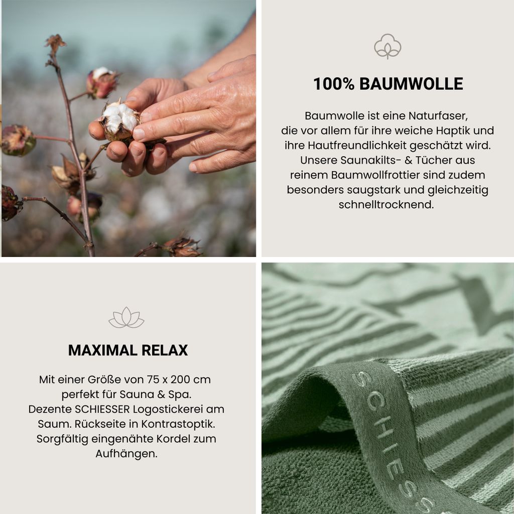 Schiesser Frottier Saunatuch Rom | 100% Baumwolle aus Produktbild 3