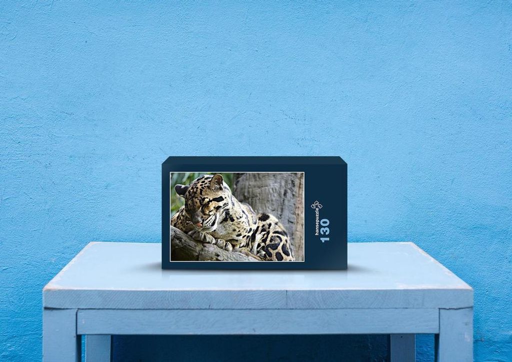 hansepuzzle 77359 - Leopard Puzzle, 130 Teile, Natur, 28,7 x 20,0cm mit hochwertiger Aufbewahrung, Kartonbox und wiederverschließbarem Beutel