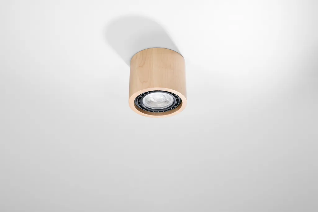 Plafond BASIC 1 Legno Naturale Sollux - Lampada Soffitto GU10 10x14x14 - 12