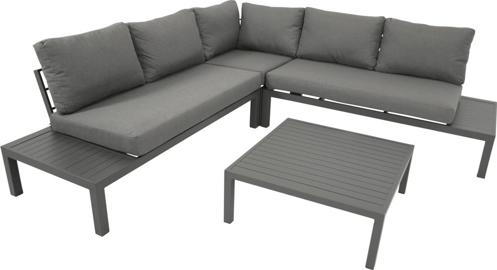 TPFGarden ECK-LOUNGE Set Colchester - Gartenlounge aus pulverbeschichtetem Aluminium, Farbe anthrazit. Set bestehend aus: 2x 2-sitzer Sofa, 1x Ecke...