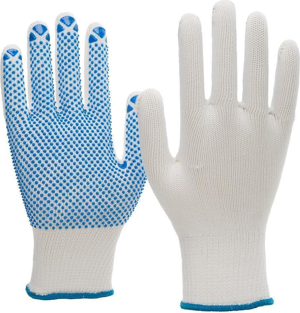 NITRAS Strickhandschuhe, Nylon / Baumwolle, weiß / blau, EN 388 Nylon, Größe 8 | Packung (12 Paare)