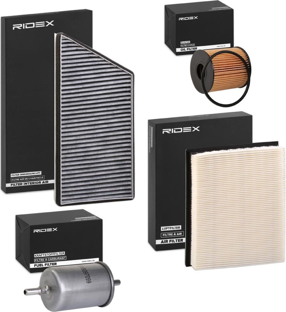 RIDEX Filterset Inspektionspaket Filtersatz passend für PEUGEOT 206 Schrägheck (2A/C) 206 CC (2D) 206 SW (2E/K) 206 Kastenwagen 206 Stufenheck