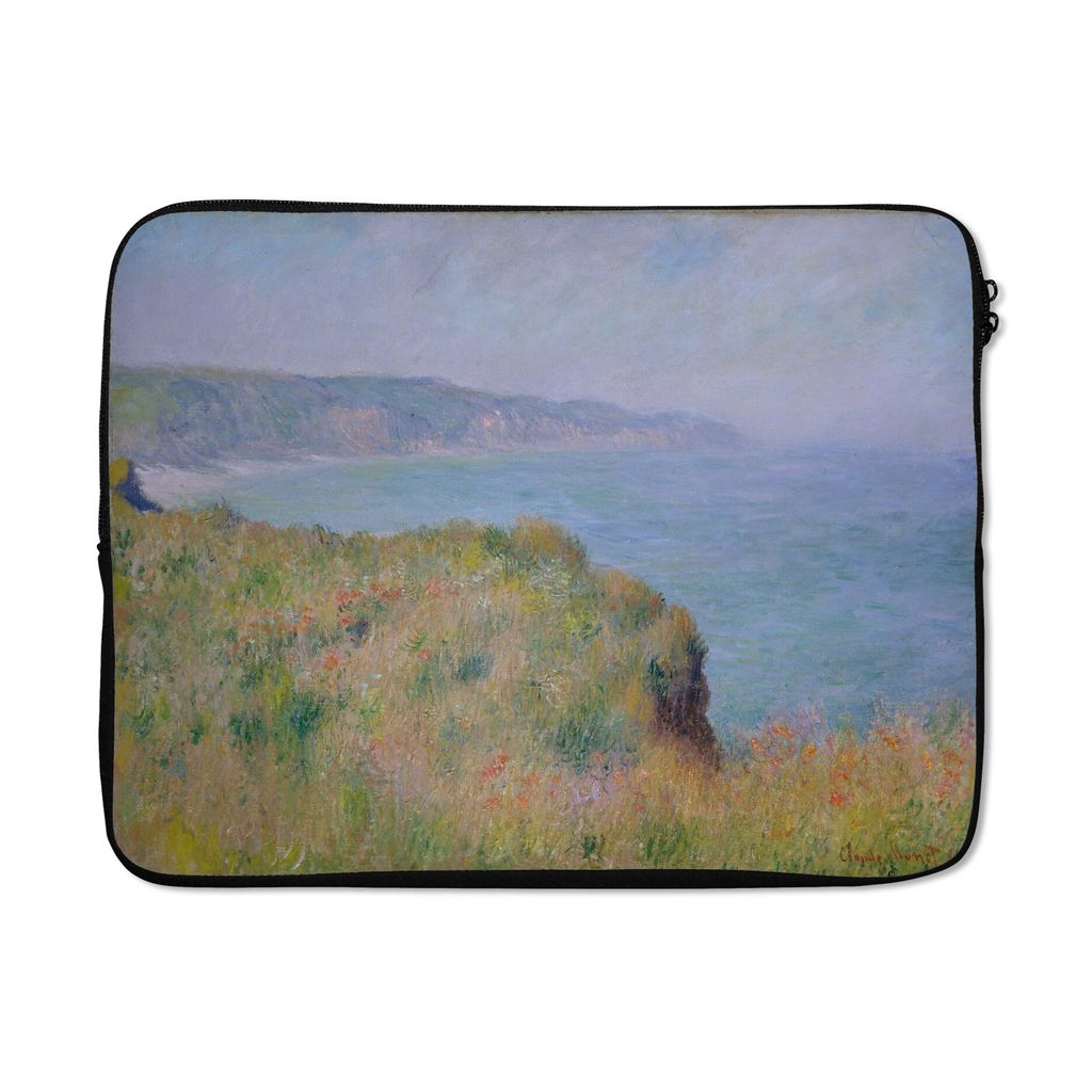 MuchoWow Laptop Hülle 17 Zoll Laptoptasche Klippe bei Pourville - Gemälde von Claude Monet - Zipper - Schutzabdeckung