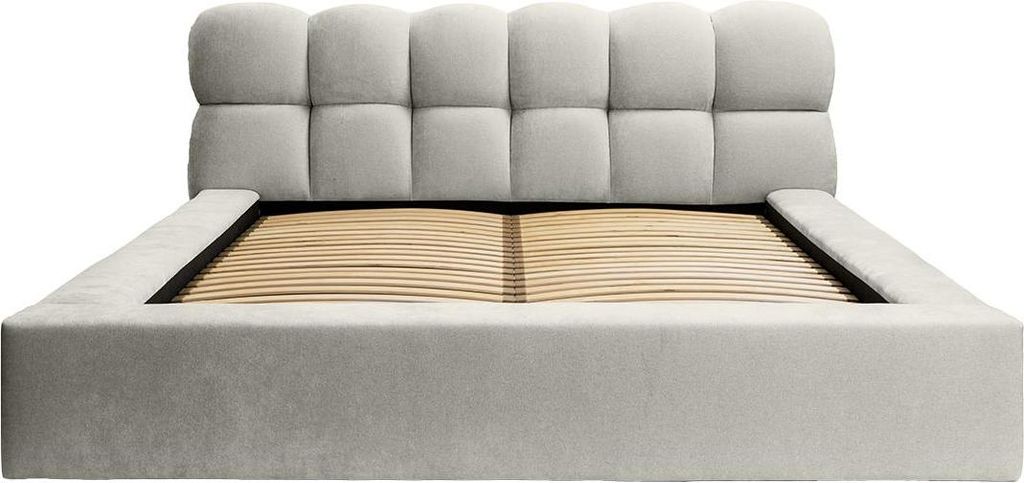 FEDVE Polsterbett Paulon aus Chenille-Stoff 160x200 cm, Taupe