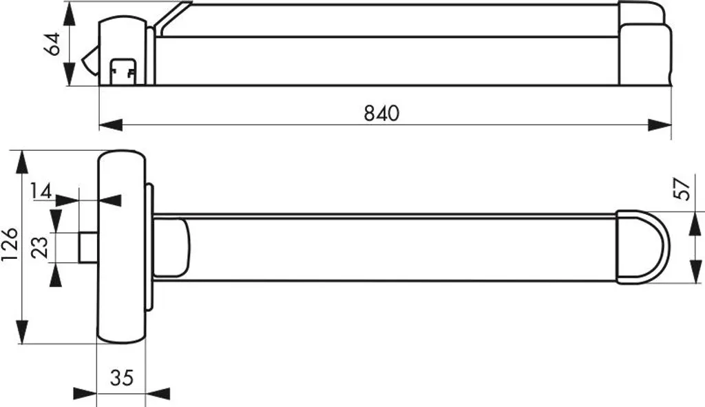 Barre anti-panique pour porte d'entrée S-Push 1 pt réversible de Thirard
