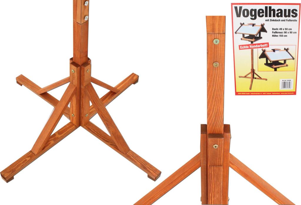 Vogelhaus mit Zinkdach Braun 155 cm Futtersilo mit Standfuß Produktbild 5