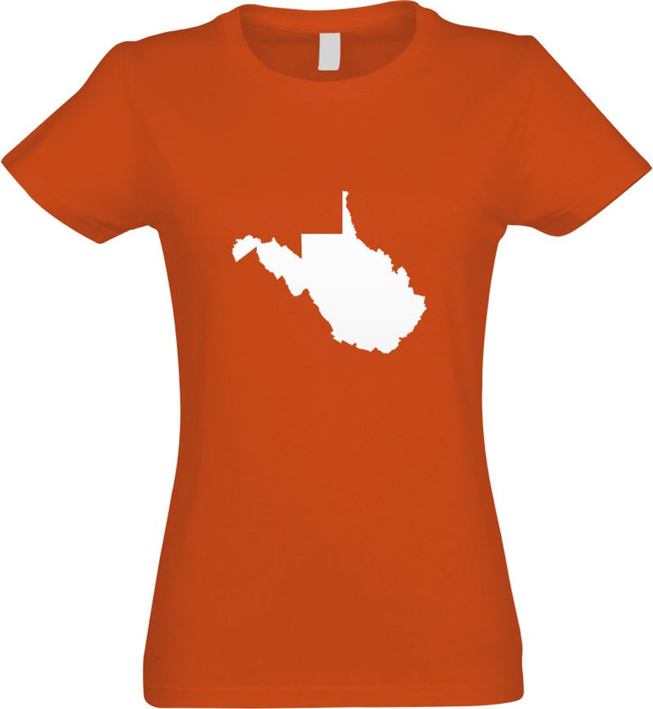 Kiwistar - T-Shirt tailliert - Damen - orange - USA - Bundesstaat - West Virginia - mit Motiv Bedruckt - Funshirt Design - Sport - Freizeit - Damen...