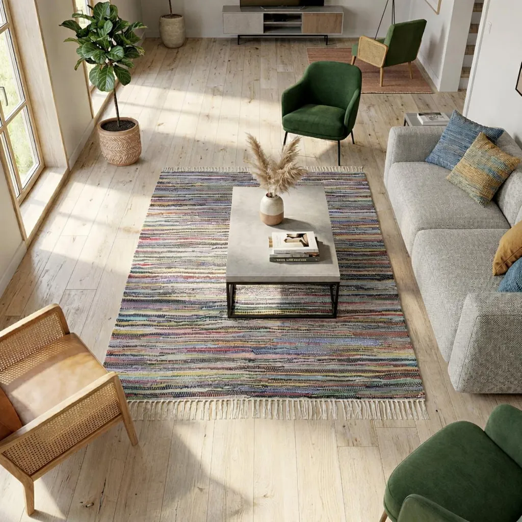 Tapis en coton à motif ethnique TIMULTI - Textile tissé main robuste - 2