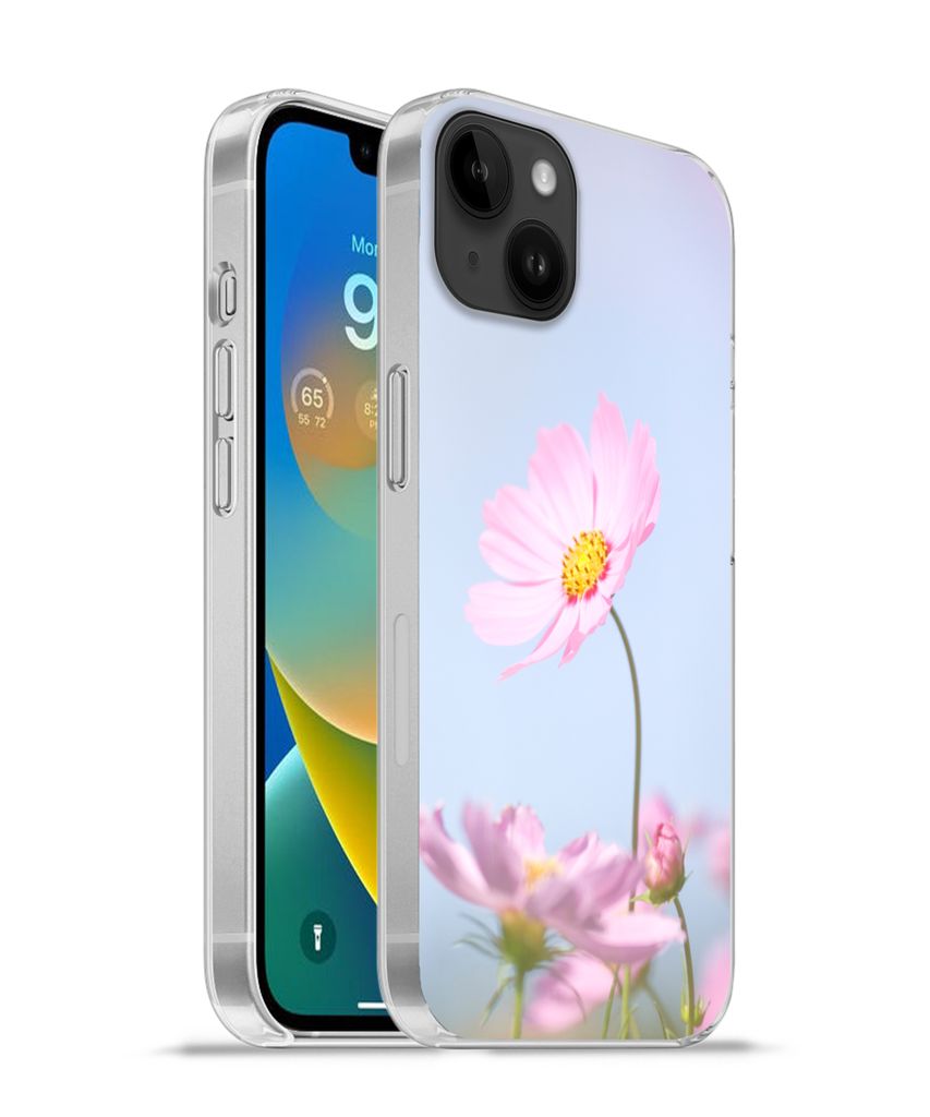 MuchoWow Handyhülle Schutzhülle Hülle für Apple iPhone 14 Plus - Soft case Blumen - Rosa - Draußen - Natur Silikon Softcase Handy Hülle - A...