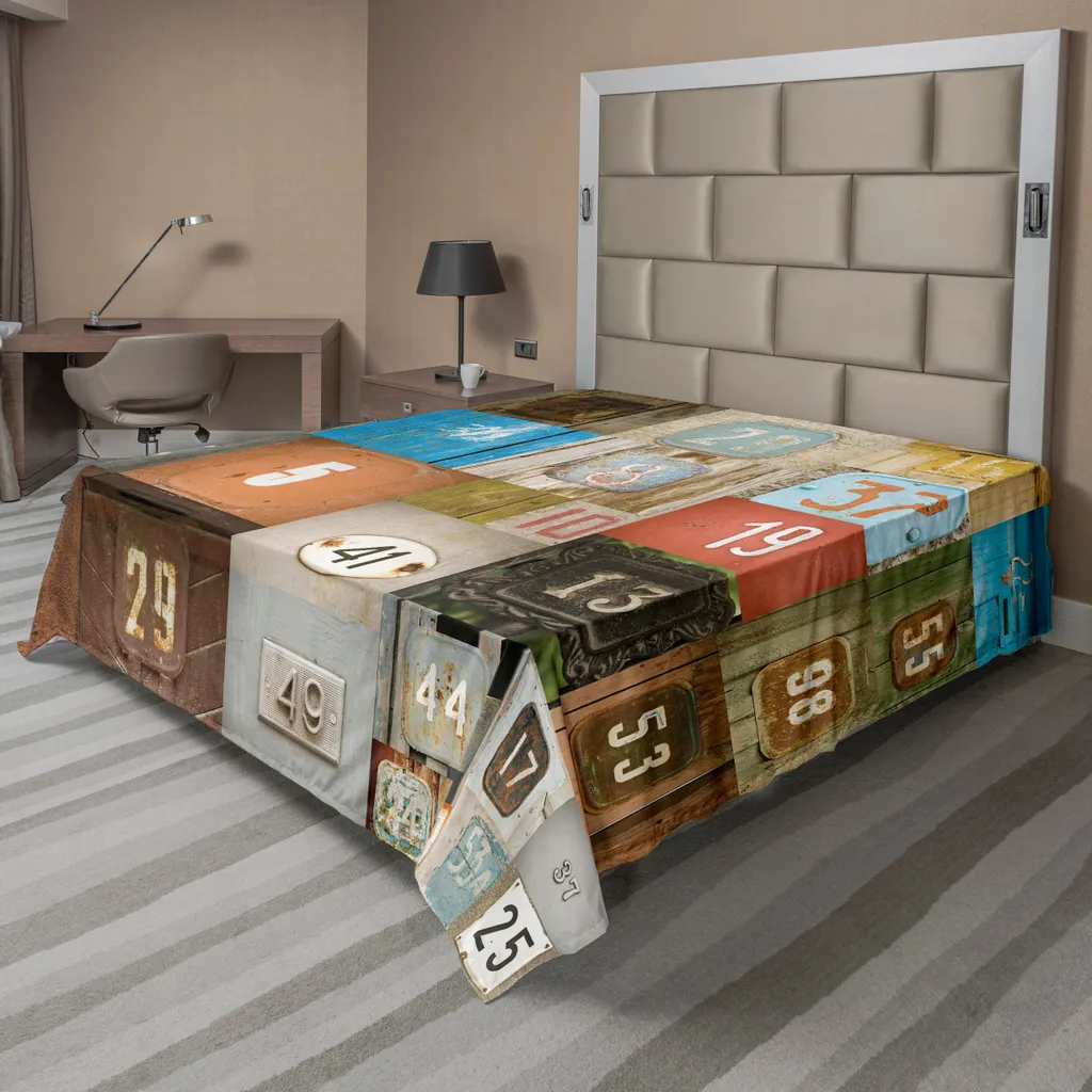 Drap plat décoratif pour lit double Motif Vintage Rouille 260 x 228