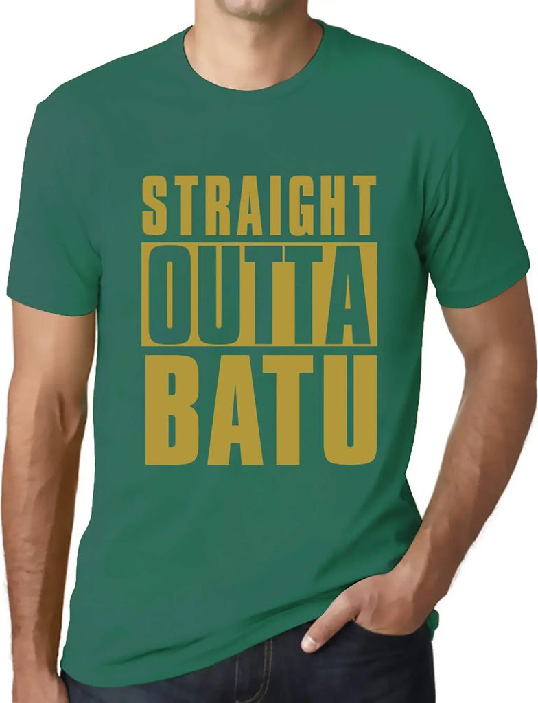 Herren Grafik T-Shirt Straight Outta Batu Öko-Verantwortlich Vintage Jahrgang Kurzarm Lustige Druck Geburtstag Geschenk Mann