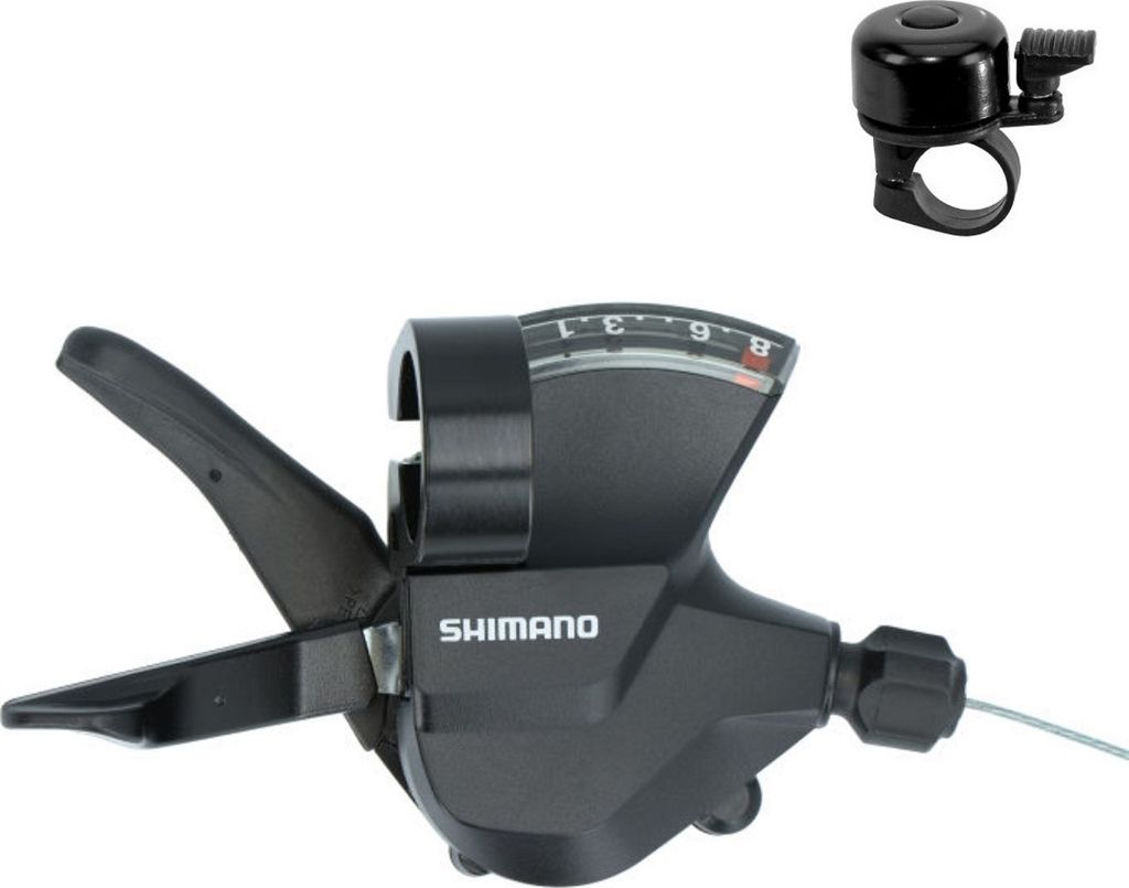Shimano Altus Schalthebel SL-M315 7-Fach in Schwarz inkl. Fahrradklingel