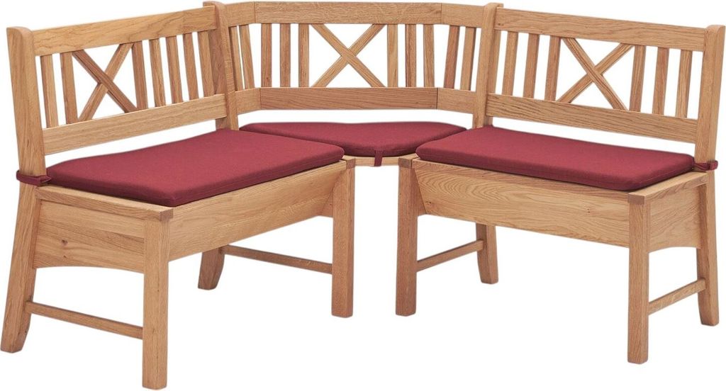 Eckbank Deborah aus Massivholz 135 x 135 x 87 Küchenbank massiv Buche lackiert/Weinrot 12147-135135-rot