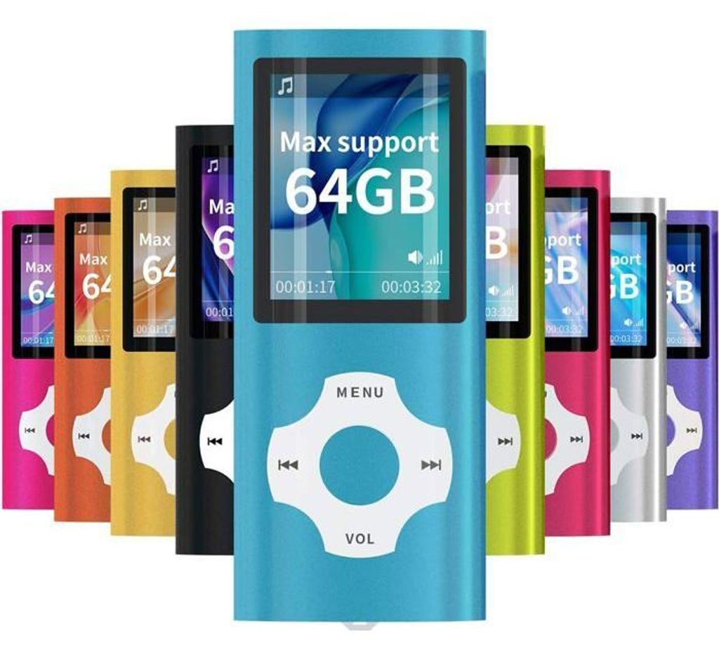 MP3- und MP4-Player – Tragbarer MP3/MP4-Player, 1,8-Zoll-Bildschirm, Speicherkartensteckplatz, unterstützt bis zu 128 GB – Hellblau