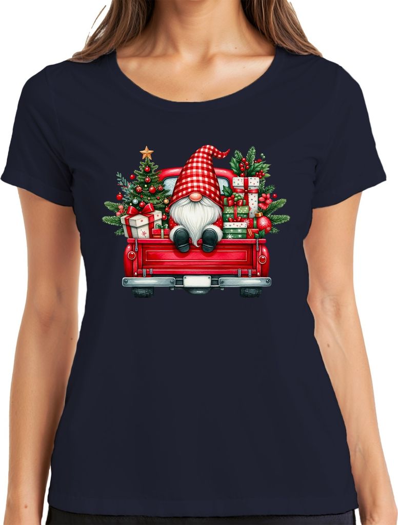 Weihnachtszwerg Truck Wichtel Gnom - Weihnachten Xmas Christmas Damen T-Shirt, Navy, 3XL