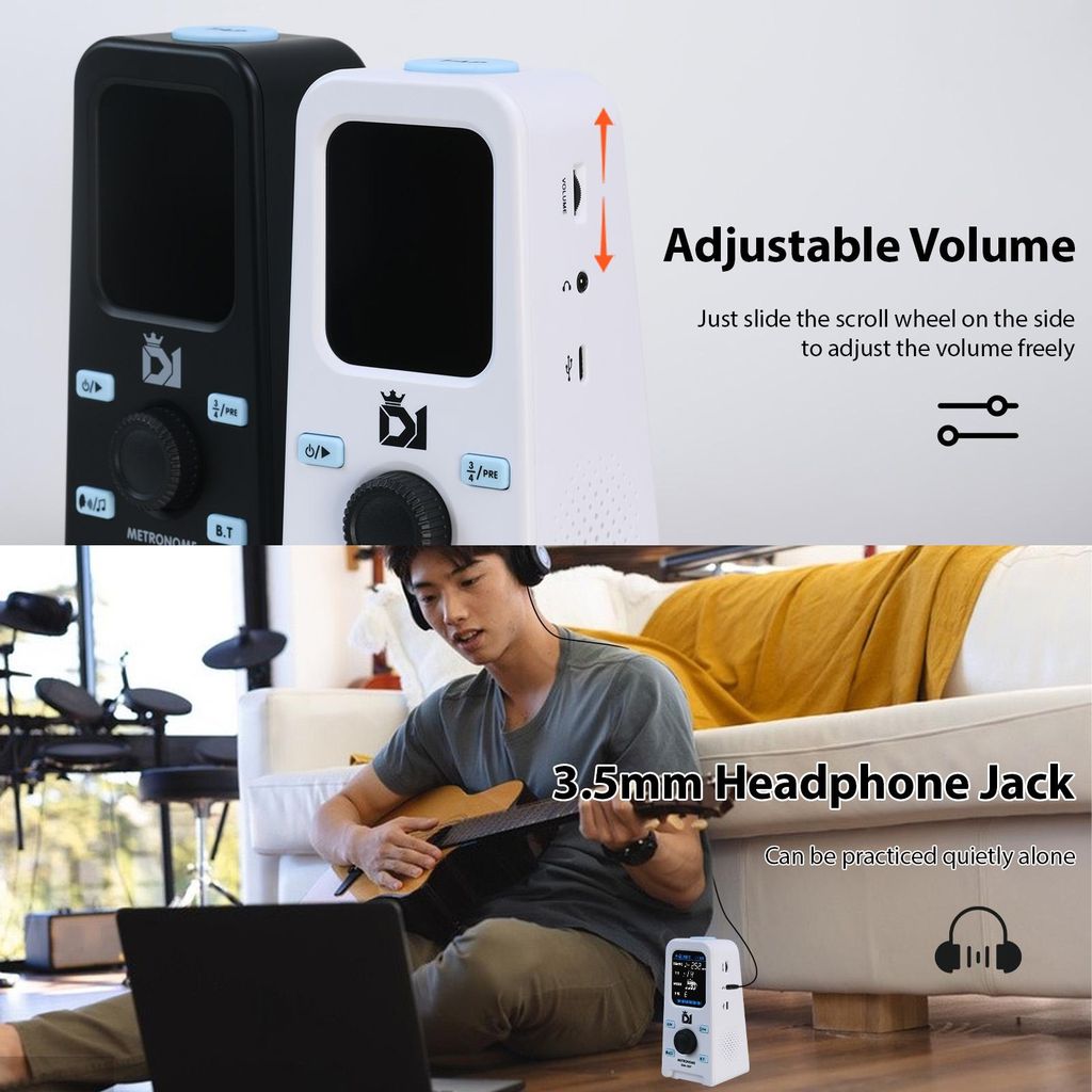 DK Elektronisches Metronom BT-Lautsprecher, wiederaufladbarer LCD-Bildschirm, Gesang für Mini-Klavier, Gitarre, Trommel, Guzheng, digital, einstel...